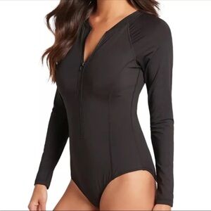 Sea Level Australia Front Zip One-Piece Swimsuit Black Long Sleeve
Size 14
